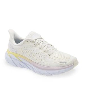 Hoka Clifton 8 Running Shoe White, Blue & Yellow Women’s Size 8